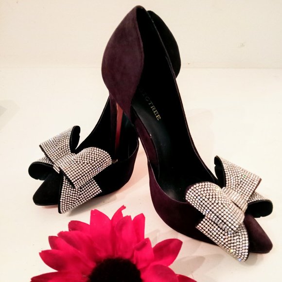 🎁 FREE GIFT IS INCLUDED 🎁 NEW 3D Rhinestones Bow High Heels Pointed Toe Shoes - Picture 7 of 13